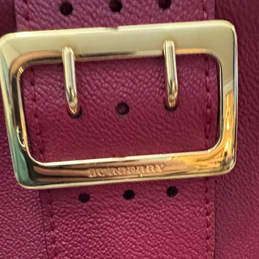 Burberry Burgundy Leather Crossbody with Gold Buckle - Picture 2 of 12